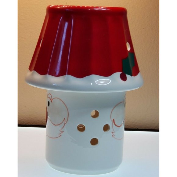 Ceramic Santa Jar Candle Lamp 2 sided holder & shade 2pc Christmas decor 10"t - Picture 4 of 11